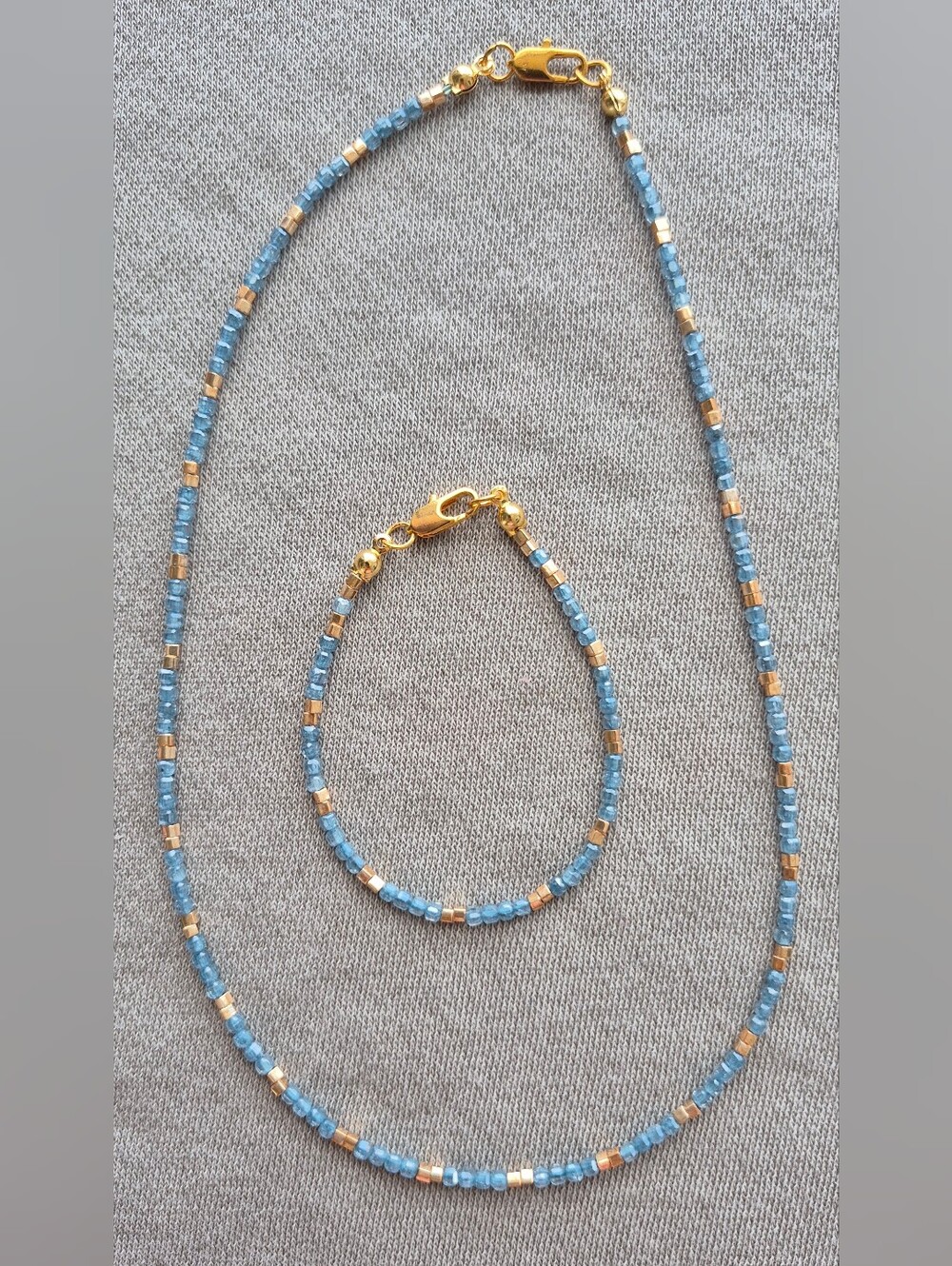Delicate Apatite Beaded Necklace and Bracelet Set